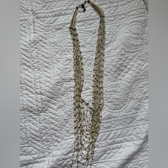 Jewelry - Layered Crocheted Cream Beaded Necklace